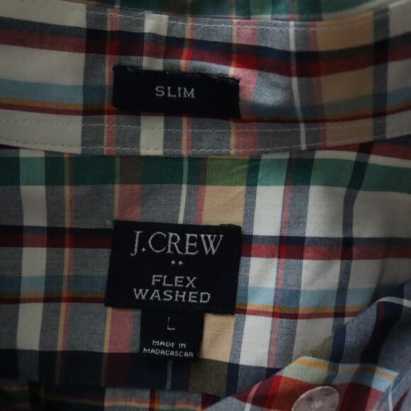 J.Crew Men's Flex Washed Slim Fit Multicolored Plaid Button Down Shirt Size L - Picture 4 of 4